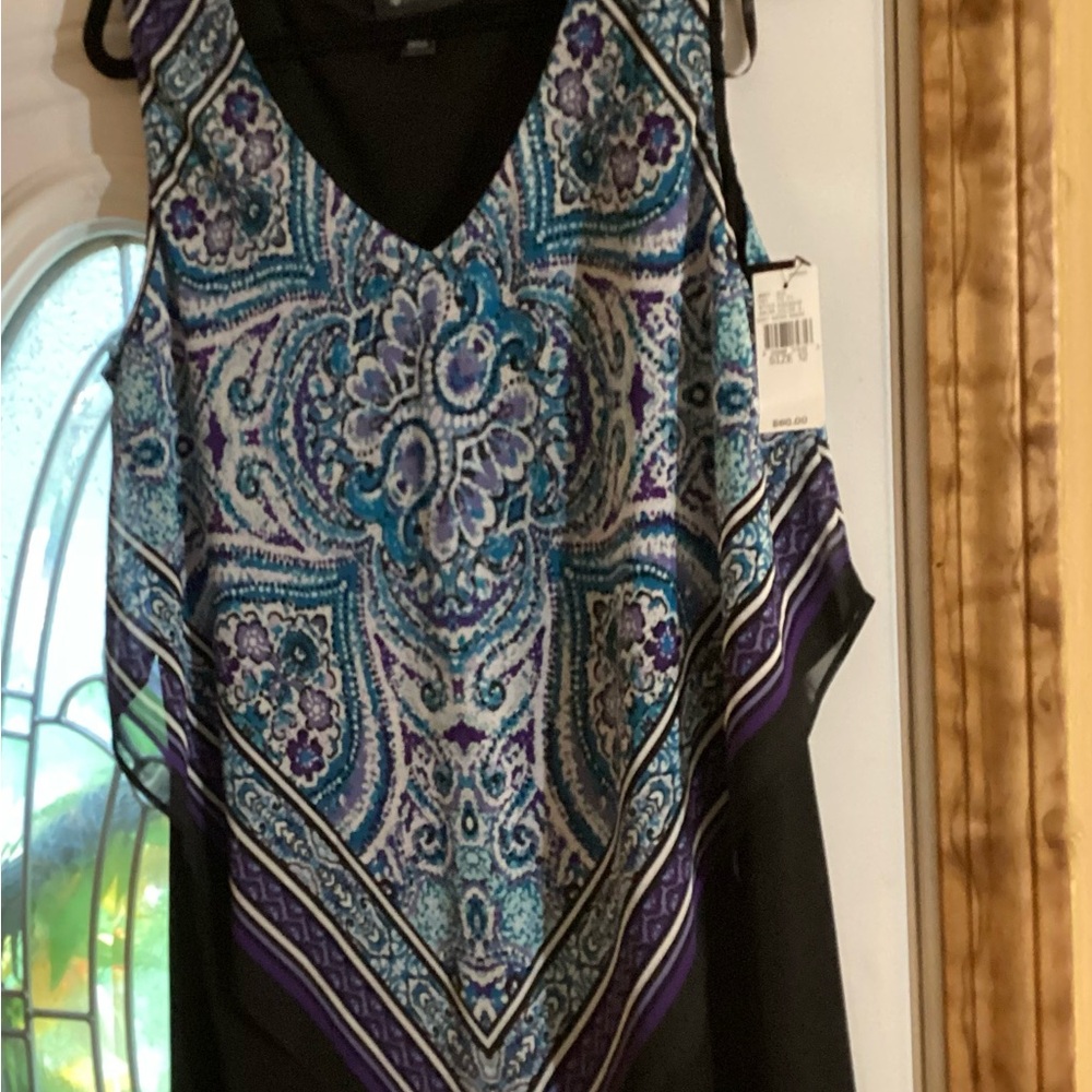 AB Studio Blue and Purple Asymmetrical Sundress